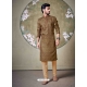 Poly Digital Printed Brown Kurta Pajama For Mens