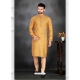 Mustard Poly Jacquard Kurta Pajama For Mens