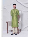 Green Poly Digital Printed Kurta Pajama For Mens