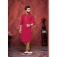 Crimson Slub Silk Kurta Pajama For Mens