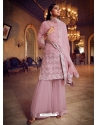 Baby Pink Organza Thread Foil Mirror Worked Sharara Suit