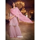 Pink Organza Thread Foil Mirror Worked Sharara Suit