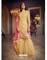 Pretty Beige Organza Sharara Suit