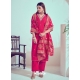 Red Roman Silk Trendy Salwar Suit