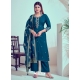 Teal Roman Silk Trendy Salwar Suit