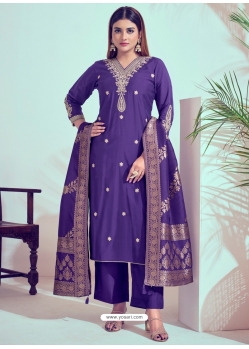 Purple Roman Silk Trendy Salwar Suit