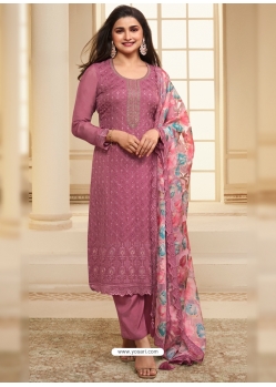 Pink Organza Embroidered Designer Suit