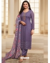 Lavender Organza Embroidered Designer Suit