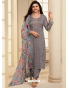 Grey Organza Embroidered Designer Suit