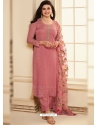 Peach Organza Embroidered Designer Suit