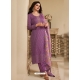 Purple Organza Embroidered Designer Suit