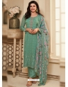 Green Organza Embroidered Designer Suit