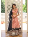 Peach Viscose Jacquard Sequins Embroidered Lehenga Choli