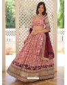 Pink Viscose Jacquard Sequins Embroidered Lehenga Choli