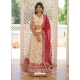 Off White Viscose Jacquard Sequins Embroidered Lehenga Choli