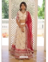 Off White Viscose Jacquard Sequins Embroidered Lehenga Choli