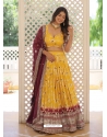 Yellow Viscose Jacquard Sequins Embroidered Lehenga Choli