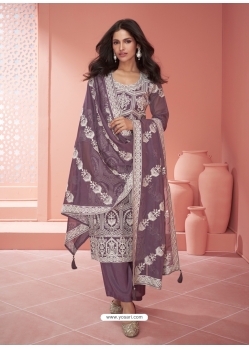 Lavender Organza Silk Designer Salwar Suit