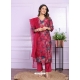 Rani Pink Modal Silk Hand Worked Readymade Suit