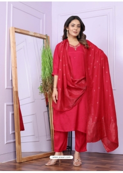 Rani Pink Pure Viscose Muslin Readymade Suit