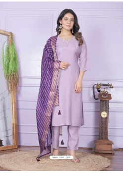 Lavender Pure Viscose Muslin Readymade Suit