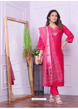 Rani Pink Viscose Hand Worked Readymade Suit