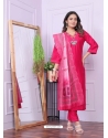 Rani Pink Viscose Hand Worked Readymade Suit