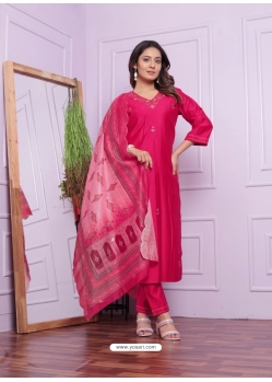 Perfect Hand Worked Readymade Suit In Rani Pink