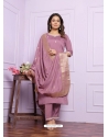 Mauve Viscose Silk Embroidered Readymade Suit