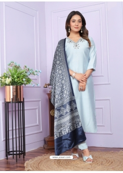 Sky Blue Soft Morni Silk Readymade Suit