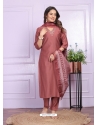 Light Red Russian Silk Readymade Suit