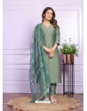 Green Russian Silk Readymade Suit