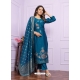Amazing Teal Blue Russian Silk Readymade Suit