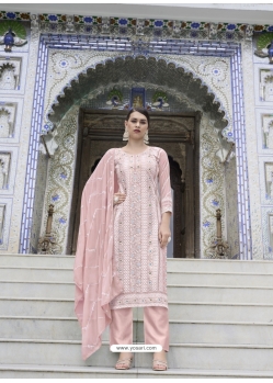 Pink Readymade Faux Georgette Straight Salwar Suit