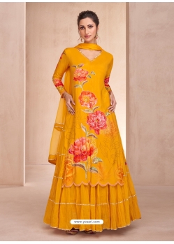 Amazing Yellow Pure Muslin Designer Salwar Suit
