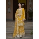 Mustard Heavy Chinon Embroidery Sequence Worked Palazzo Suit