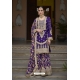 Purple Heavy Chinon Embroidery Sequence Worked Palazzo Suit