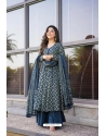 Navy Blue Cotton Silk Readymade Anarkali Suit