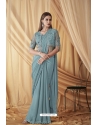 Sea Green Sparkle Satin Georgette Jacket Saree