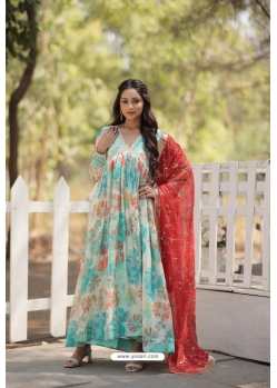 Multi Colour Premium Festive Wear Gown With Dupatta