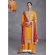 Yellow Real Chinnon Heavy Worked Palazzo Suit