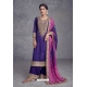 Purple Real Chinnon Heavy Worked Palazzo Suit