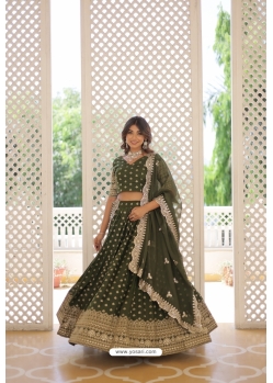 Mehendi Green Heavy Pure Dyable Viscose Jacquard Lehenga Choli