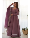 Mauve Heavy Pure Roman Silk Chanderi Readymade Anarkali Suit