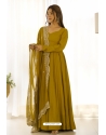 Mustard Heavy Pure Roman Silk Chanderi Readymade Anarkali Suit