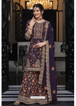 Purple Designer Pakistani Palazzo Salwar Suit