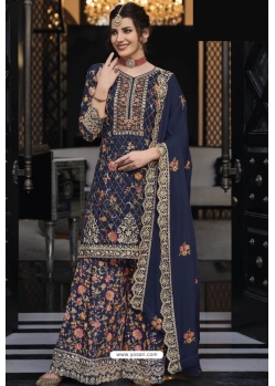 Navy Blue Designer Pakistani Palazzo Salwar Suit