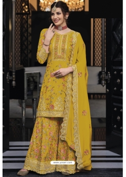 Yellow Designer Pakistani Palazzo Salwar Suit