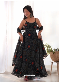 Navy Blue Premium Festive Wear Gown With Dupatta