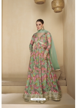 Stylish Real Georgette Festive Wear Gown With Dupatta In Multi Colour